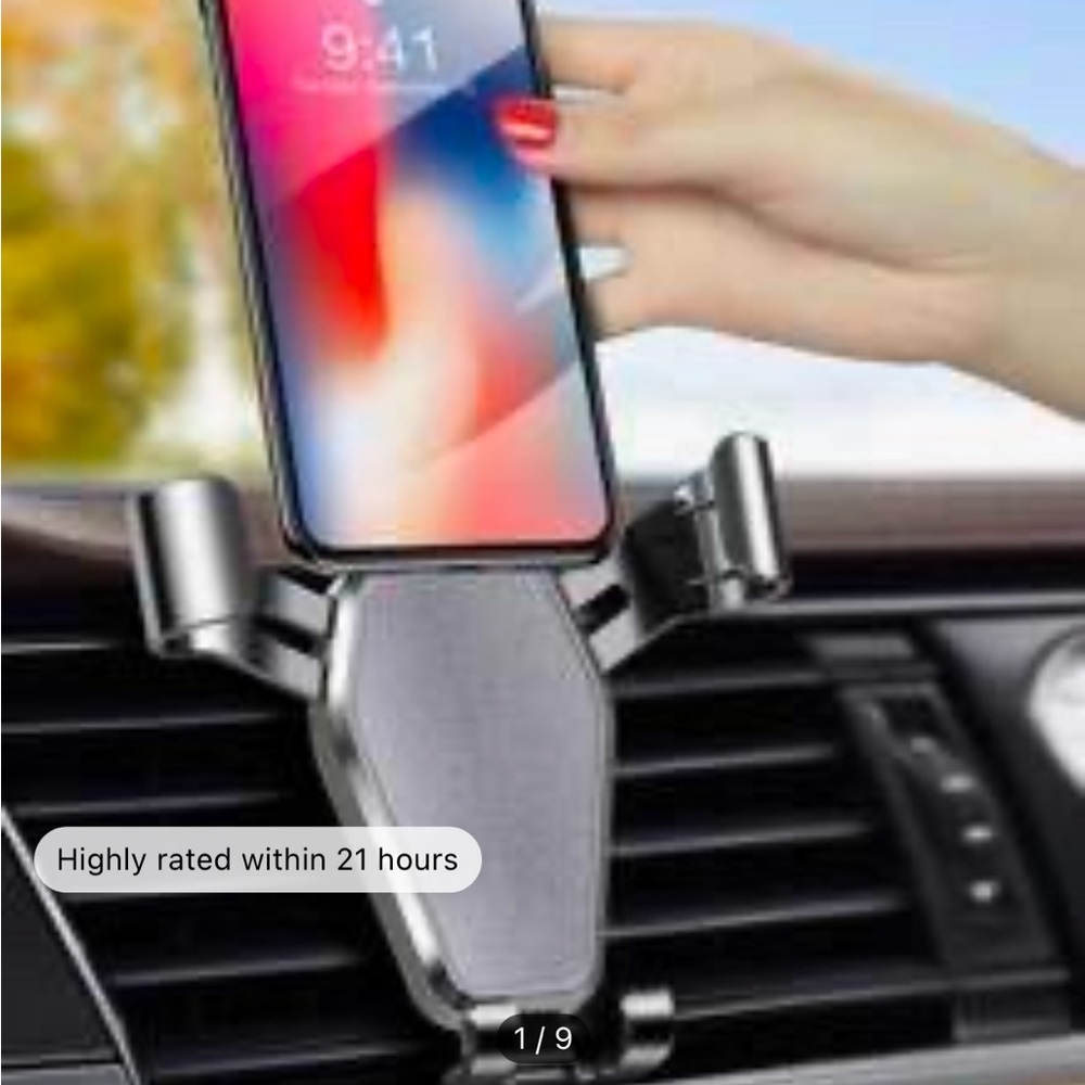universal black car phone holder, air vent mount